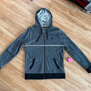 Men’s Vintage Express Fleece Zip-Up Hoodie Jacket - Sz M - Heather Gray